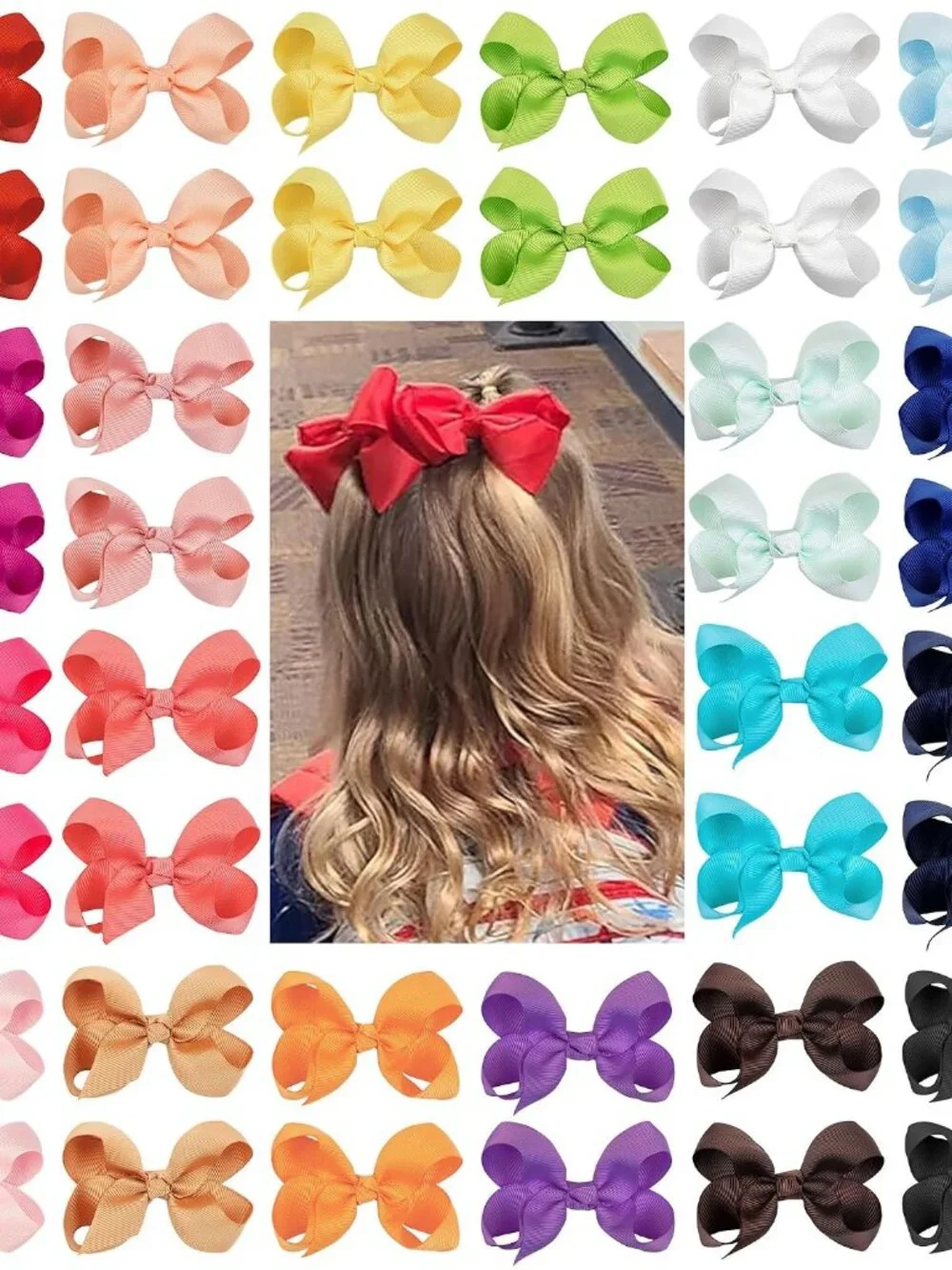 40Pcs 3 inch Hair Bows for Girls Grosgrain Ribbon Toddler Back to School Hair Ac